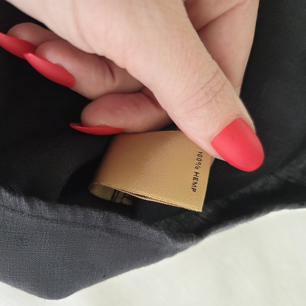 Vintage Investments Petites Gold Label 100% Hemp Black Button Down Shirt‎ 14P - Picture 8 of 9